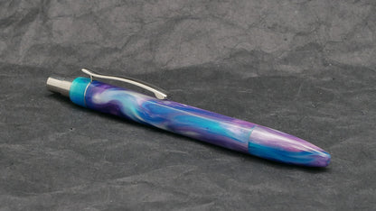 Preston Ballpoint - D Squared Arts Glacial Borealis resin - clip