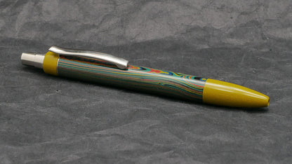 Preston Ballpoint - Nikko yellow and Peacock line ebonite - clip