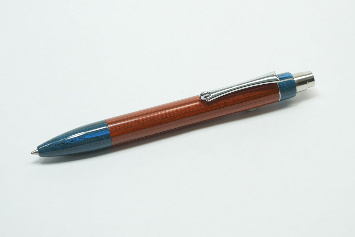 Preston Ballpoint - NYH Blue ripple and Orange wood grain ebonites