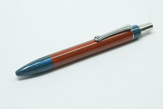 Preston Ballpoint - NYH Blue ripple and Orange wood grain ebonites