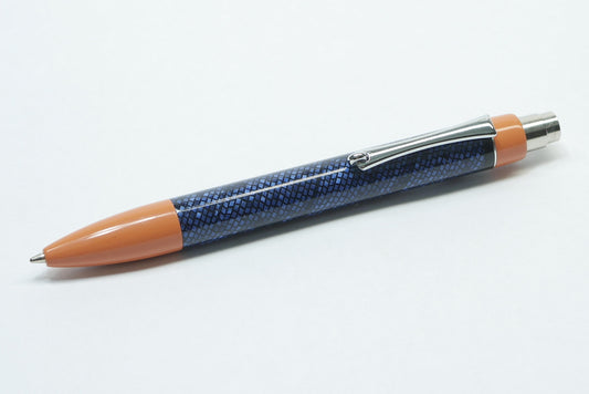 Preston Ballpoint - Vintage blue lizard celluloid and NYH Orange ebonite