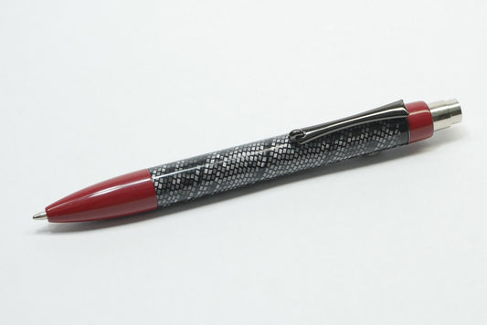 Preston Ballpoint - Vintage gray lizard celluloid and NYH Red ebonite