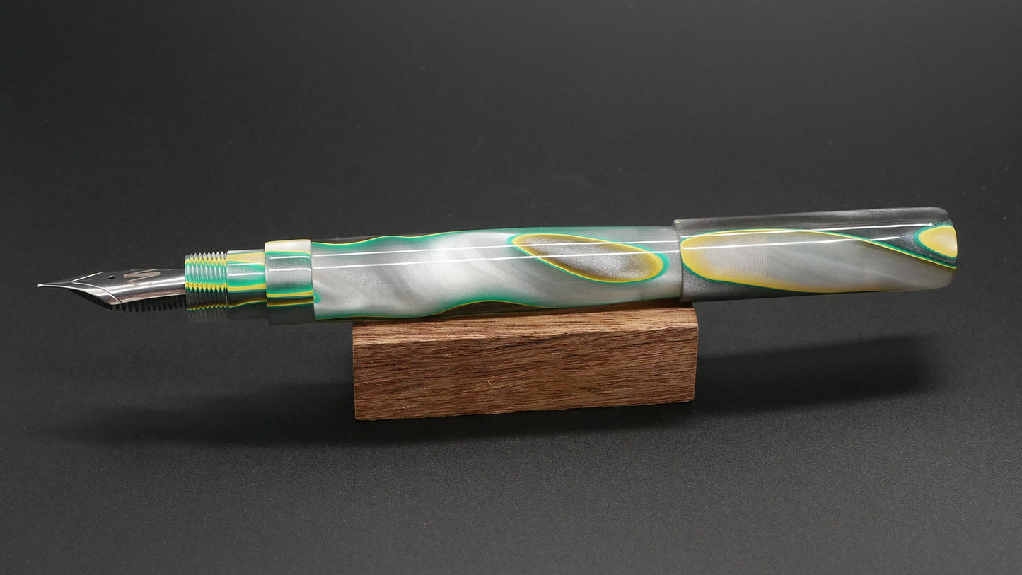 Preston fountain pen  - slim - Long - Electric Storm acrylic - Jowo #6 nib