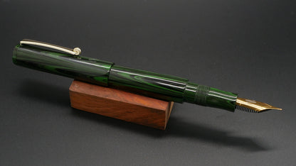 Preston fountain pen - slim  - Mid - Green ripple ebonite - clip - Jowo #6 nib - Short carts only