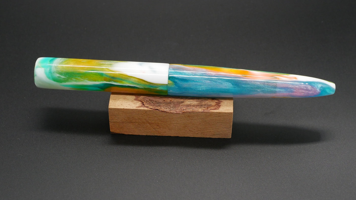 Preston fountain pen  - slim - Mid - D Squared Arts Kaleidoscope resin - Jowo #6 nib - Short carts only