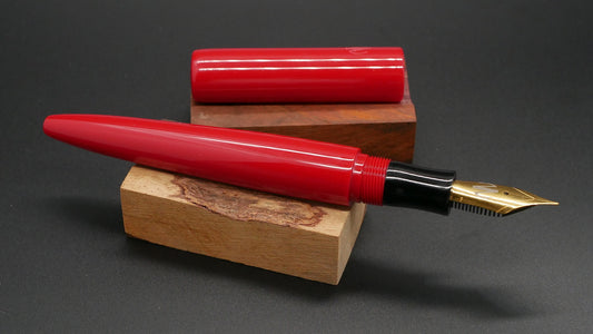 Preston fountain pen  - slim - Mid - solid Red and Black acrylic - Jowo #6 nib - Short carts only