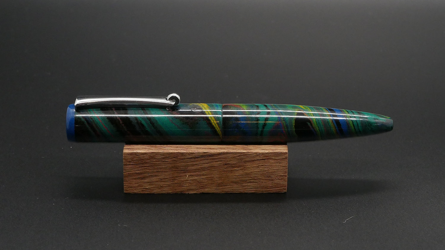 Preston fountain pen  - slim - Shorty - Peacock swirl ebonite - clip - Jowo #6 nib - Short carts only