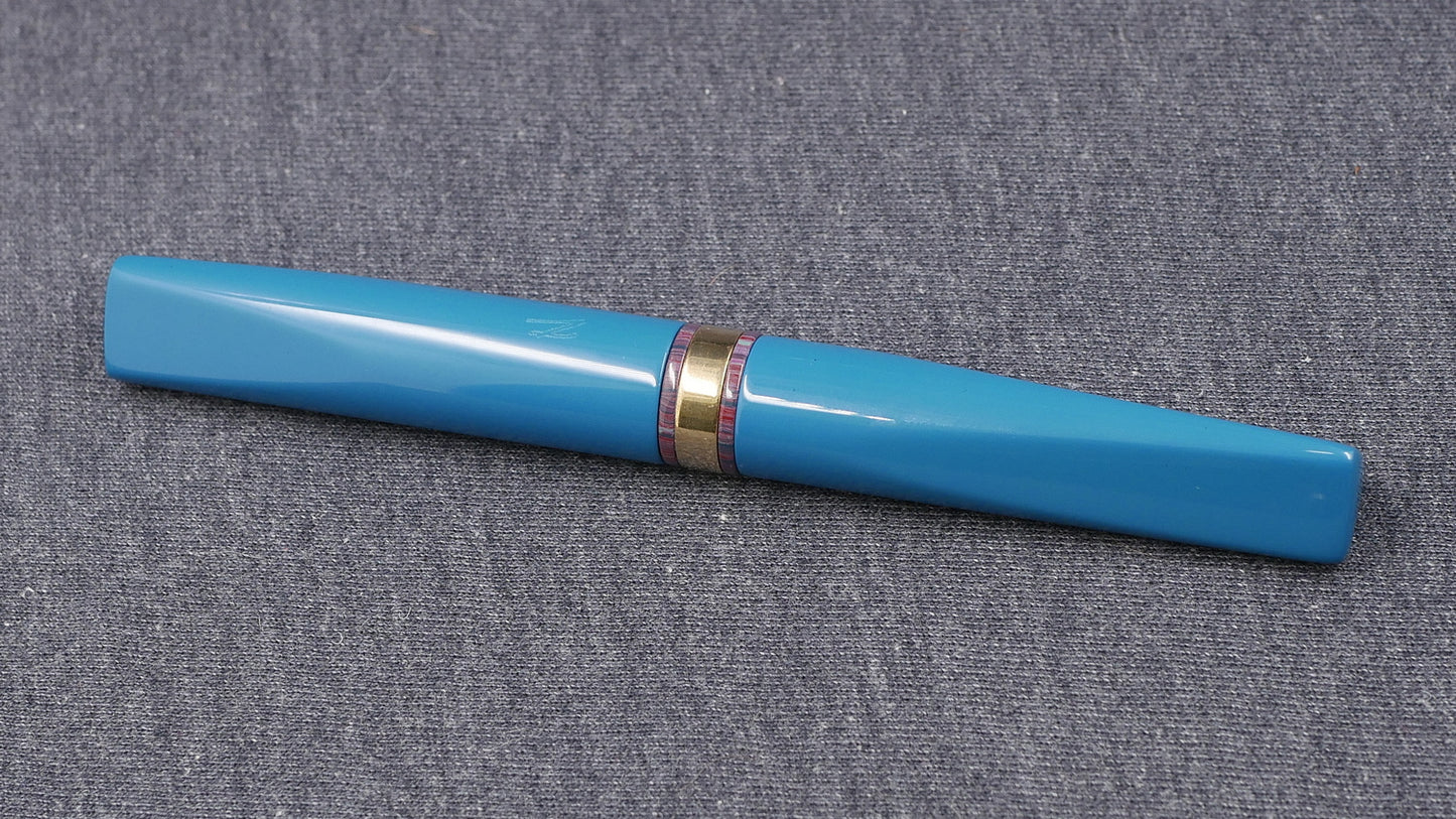 Prospector - Medium - SEM Petrol and NYH Purple ebonites, brass ring - Bock #8 or Jowo #6 nib