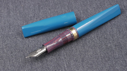 Prospector - Medium - SEM Petrol and NYH Purple ebonites, brass ring - Bock #8 or Jowo #6 nib