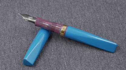 Prospector - Medium - SEM Petrol and NYH Purple ebonites, brass ring - Bock #8 or Jowo #6 nib