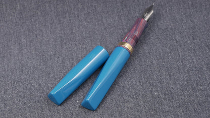 Prospector - Medium - SEM Petrol and NYH Purple ebonites, brass ring - Bock #8 or Jowo #6 nib