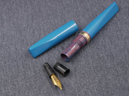 Prospector - Medium - SEM Petrol and NYH Purple ebonites, brass ring - Bock #8 or Jowo #6 nib