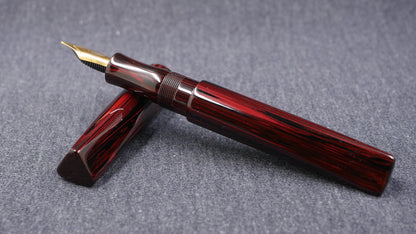 Prospector - Medium - NYH Red woodgrain ebonite - Jowo #6 nib