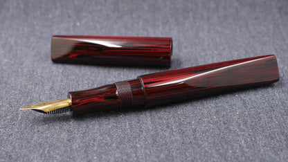 Prospector - Medium - NYH Red woodgrain ebonite - Jowo #6 nib