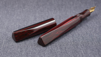 Prospector - Medium - NYH Red woodgrain ebonite - Jowo #6 nib