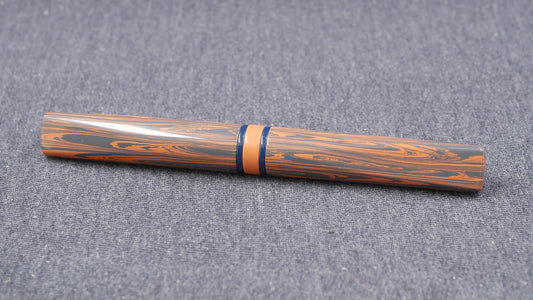 Prospector - Small - NYH Orange/blue gray ripple and blue ebonite - Jowo #6 nib