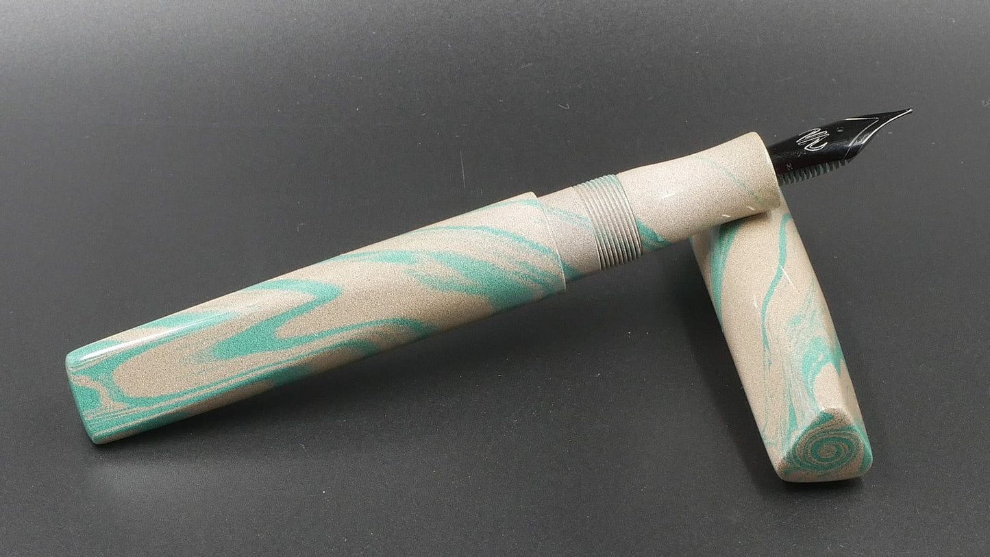 Prospector - Medium - Nikko Green and White ebonite - Jowo #6 nib