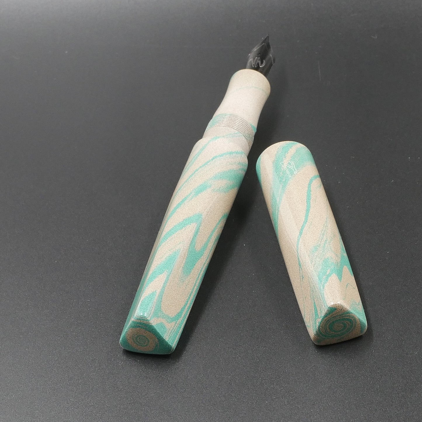 Prospector - Medium - Nikko Green and White ebonite - Jowo #6 nib