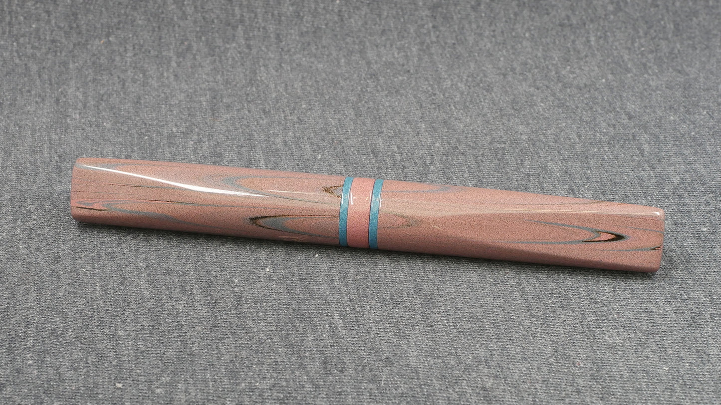 Prospector - Medium - NIKKO soft pink ripple, blue and pink ebonites- Jowo #6 nib
