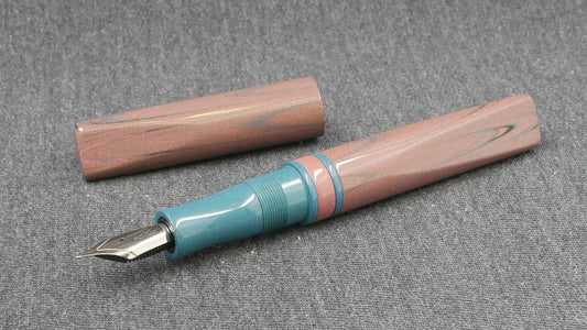 Prospector - Medium - NIKKO soft pink ripple, blue and pink ebonites- Jowo #6 nib
