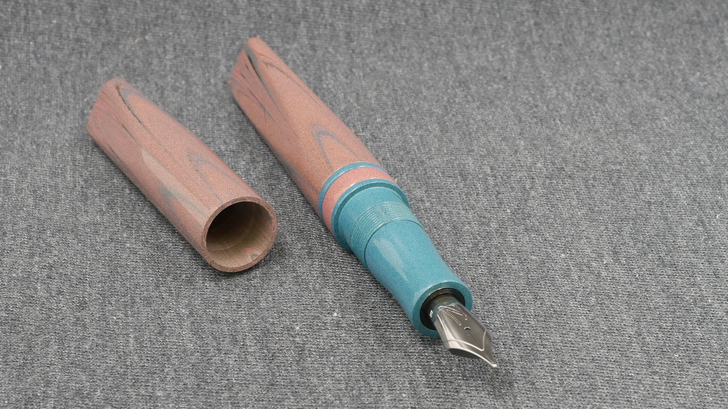 Prospector - Medium - NIKKO soft pink ripple, blue and pink ebonites- Jowo #6 nib