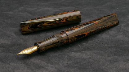 Prospector - Medium - Orange Ripple ebonite - #6 nib