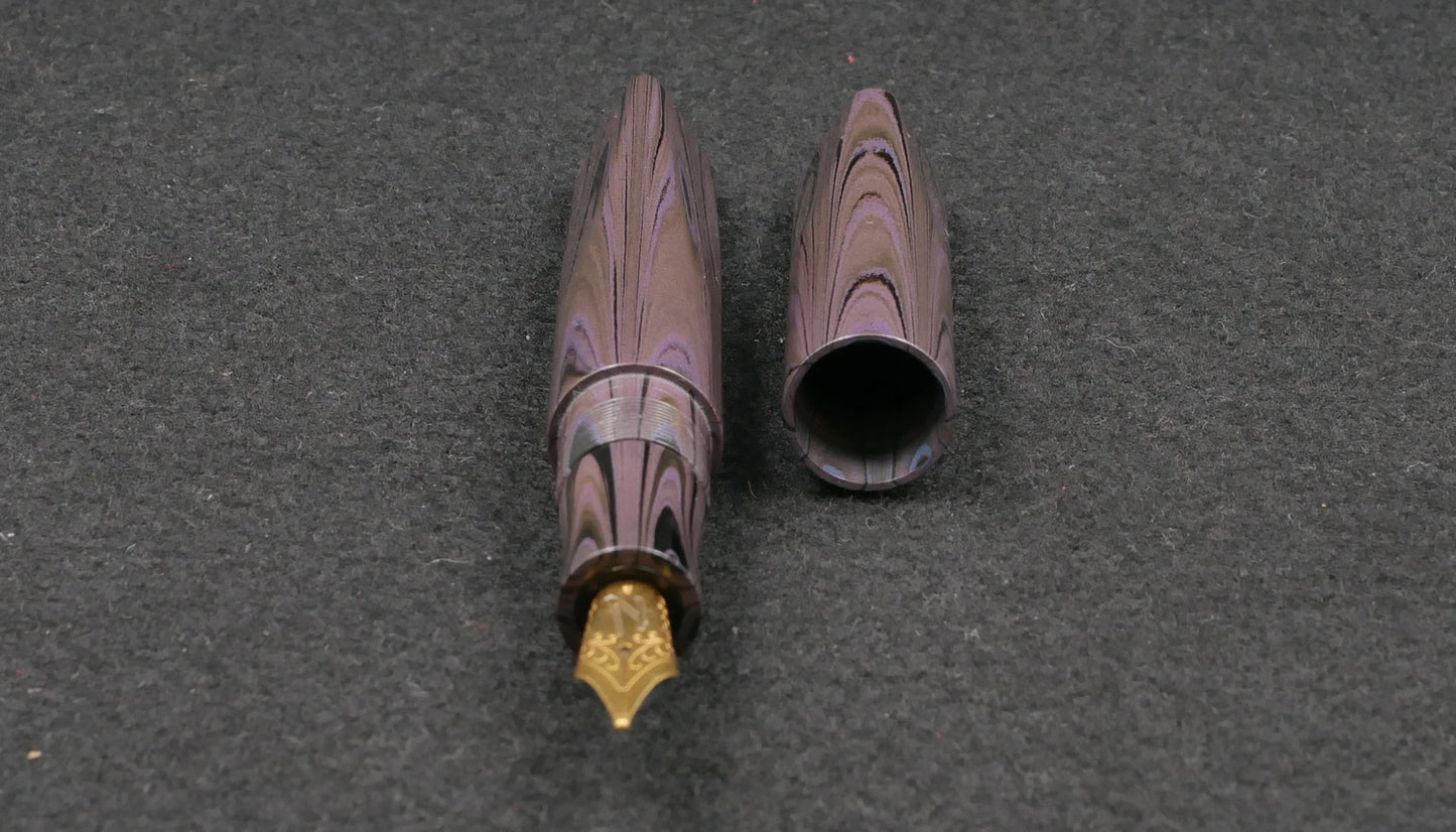 Prospector - Medium - Nikko Purple ripple ebonite - Jowo #6 nib