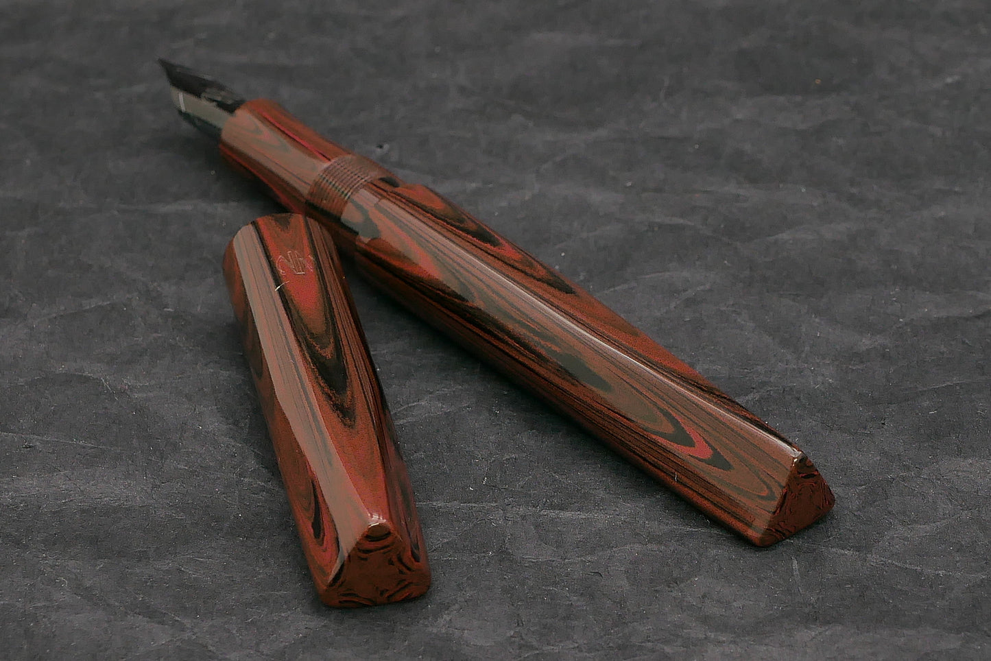 Prospector - Small - Nikko Red ripple ebonite - #6 nib