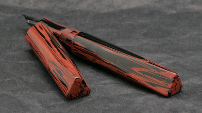 Prospector - Medium - SEM ebonite, Brick red and black ripple - #6 nib