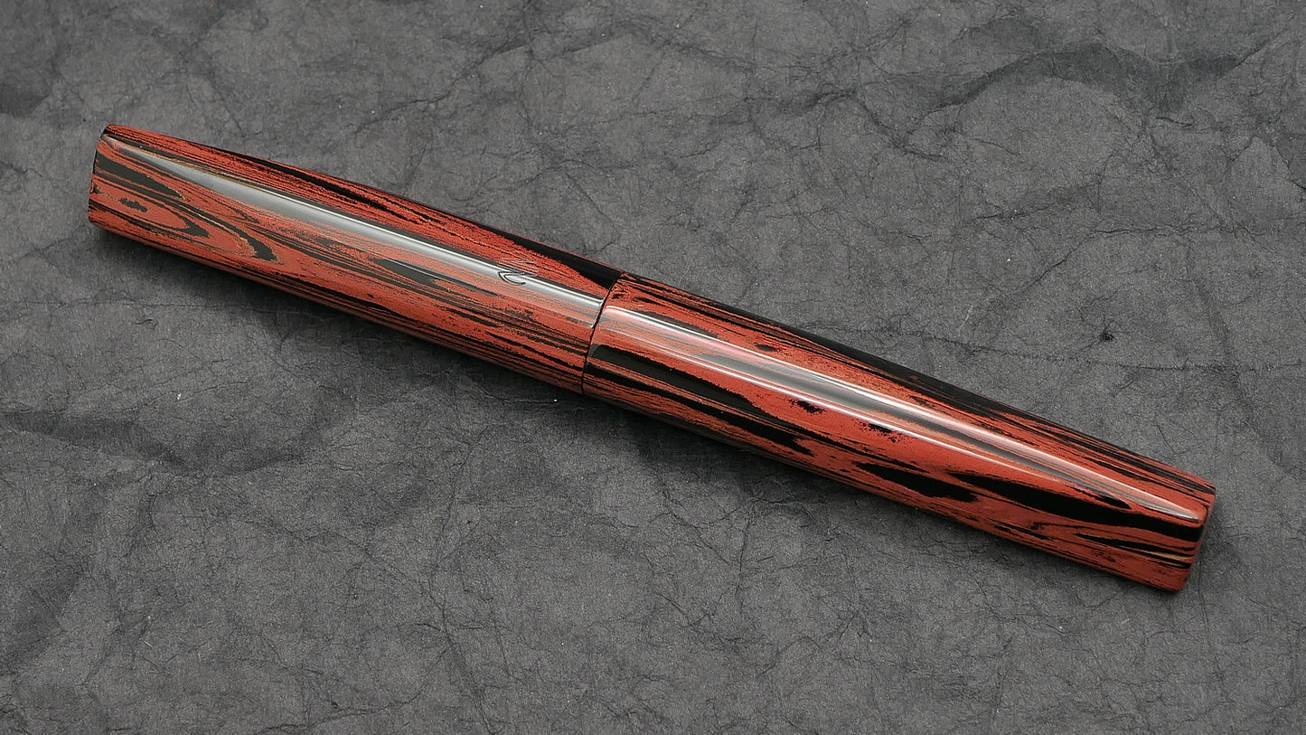 Prospector - Medium - SEM ebonite, Brick red and black ripple - #6 nib