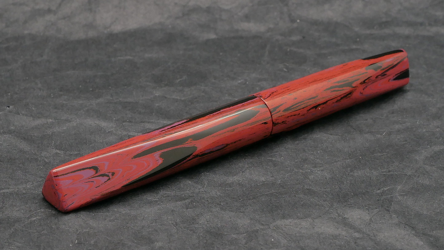 Prospector - Small - SEM ebonite, Pink, purple, and black ripple - #6 nib