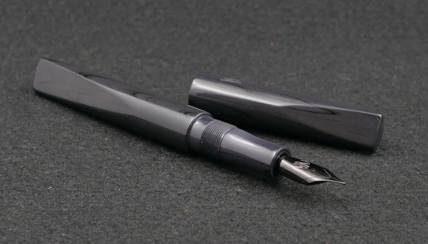 Prospector - Small - Nikko Ultra Dark Purple ripple ebonite - Jowo #6 nib