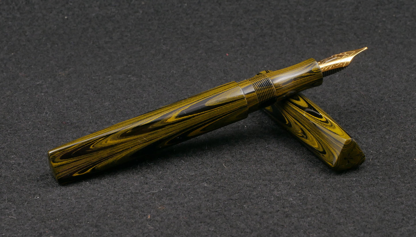 Prospector - Small - Nikko Yellow ripple ebonite - Jowo #6 nib