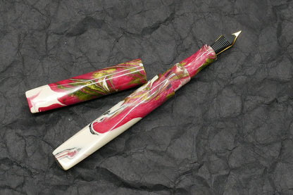 Prospector - Small - Carolina Pen Co Ivory Roses resin - 1 - #6 nib