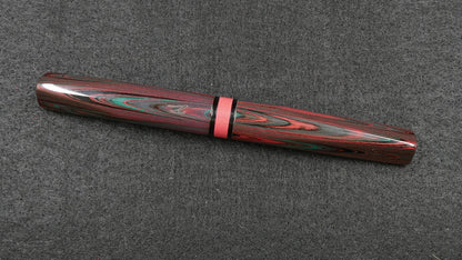 Prospector - Small - Nikko Dark Red-Green ripple and solid black ebonite - Jowo #6 nib