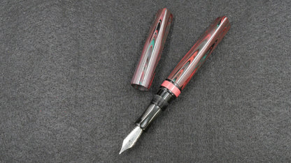 Prospector - Small - Nikko Dark Red-Green ripple and solid black ebonite - Jowo #6 nib
