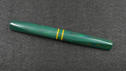 Prospector - Small - Nikko Dark Green ripple and solid yellow ebonite - Jowo #6 nib