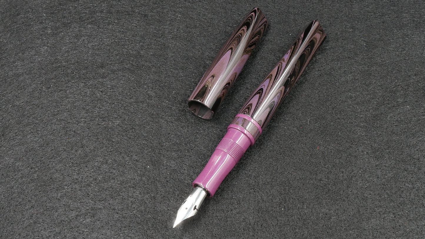 Prospector - Small - Nikko purple ripple and solid purple ebonite - Jowo #6 nib