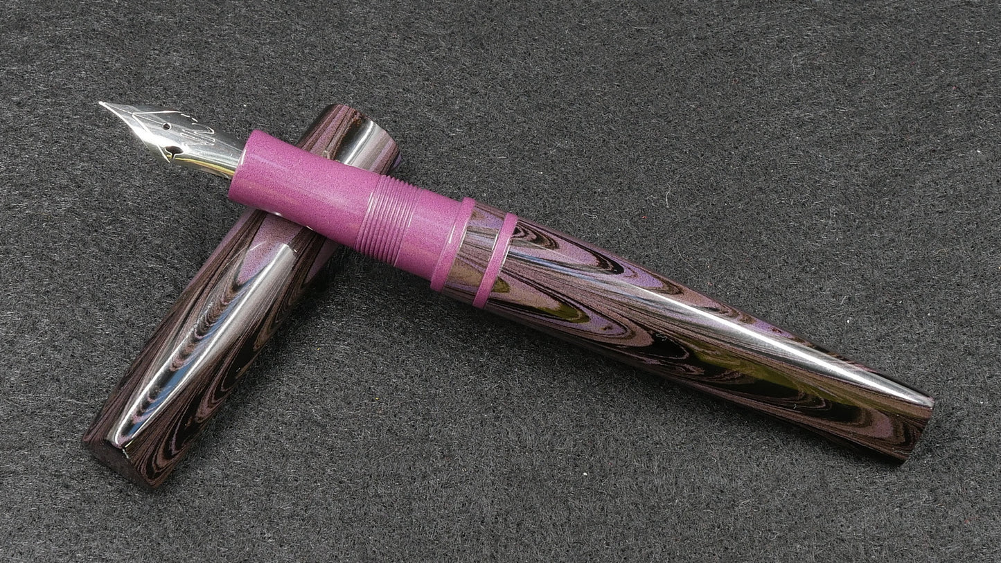Prospector - Small - Nikko purple ripple and solid purple ebonite - Jowo #6 nib