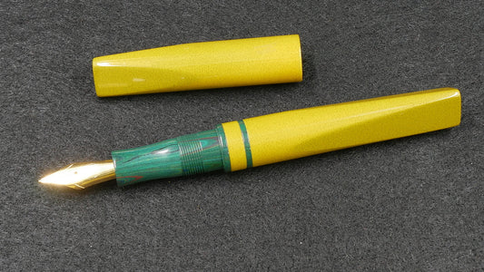 Prospector - Small - Nikko solid yellow and green ripple ebonite - Jowo #6 nib