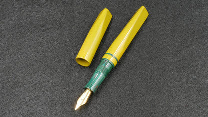 Prospector - Small - Nikko solid yellow and green ripple ebonite - Jowo #6 nib