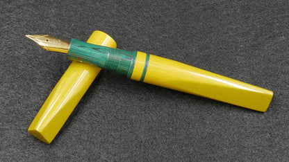Prospector - Small - Nikko solid yellow and green ripple ebonite - Jowo #6 nib