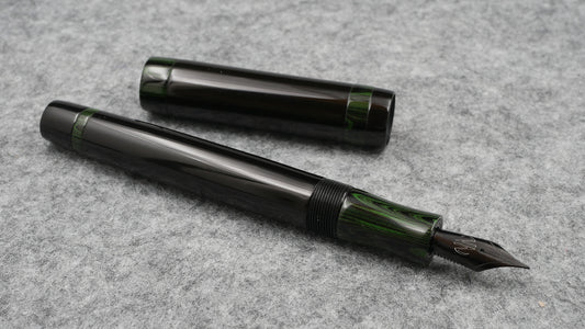 Orville - Medium - SEM Black and Nikko Green Ripple ebonite - optional clip - Jowo #6 nib