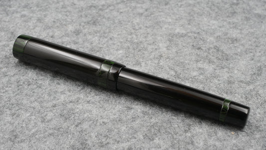 Orville - Medium - SEM Black and Nikko Green Ripple ebonite - optional clip - Jowo #6 nib