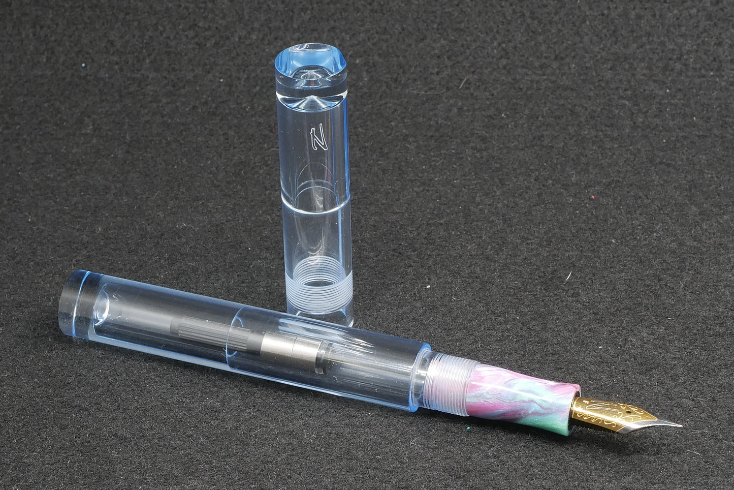 Shinobi - small - Clear blue and CORRL Creations resin section - Jowo #6 nib