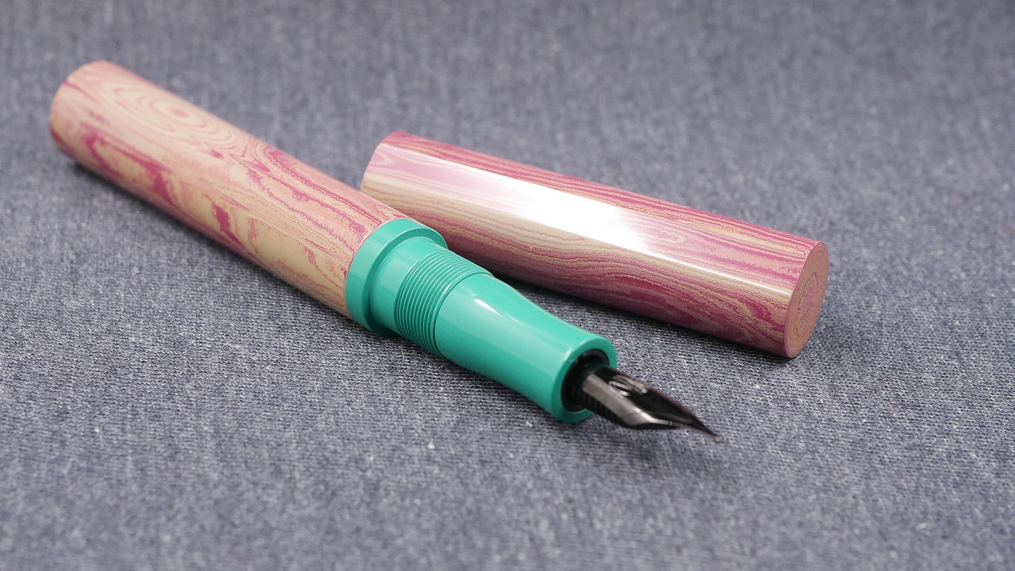 Shinobi - medium - SEM Pink ripple and Vintage green ebonites - Jowo #6