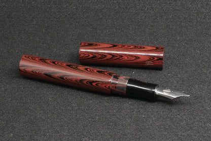 Shinobi - large - Nikko red ripple and solid black ebonite - Bock #8 nib