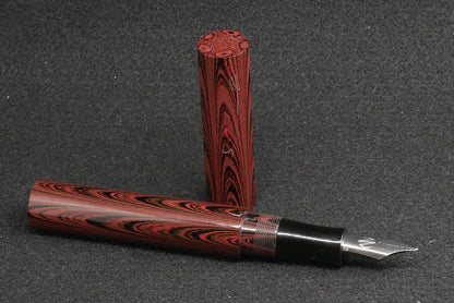 Shinobi - large - Nikko red ripple and solid black ebonite - Bock #8 nib