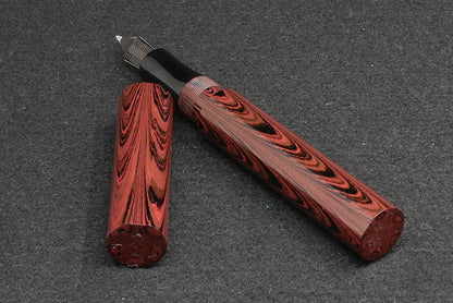 Shinobi - large - Nikko red ripple and solid black ebonite - Bock #8 nib