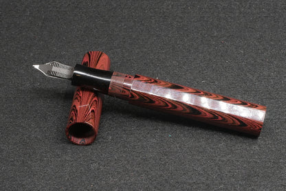 Shinobi - large - Nikko red ripple and solid black ebonite - Bock #8 nib